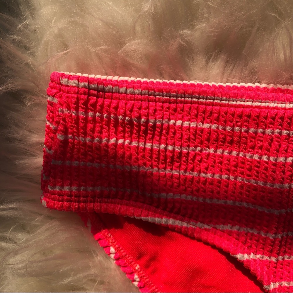 NWT Xhilaration Hot Pink and White Striped Textured Hipster Cheeky Bikini Bottom - Picture 11 of 14